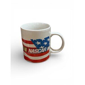 NASCAR Stars & Stripes Ceramic Mug By Sherwood 2005 White Blue Red 11oz Dishwash